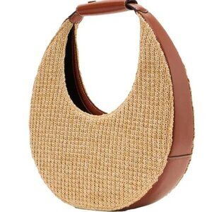 STAUD Raffia Moon Bag